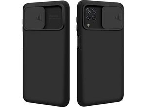 4251810880368 - cofi1453® 360 Grad Schutz CamShield Silikon Cover Case Slim Handyhülle Schutzhülle mit Kameraschutz Kameraabdeckung kompatibel mit Samsung Galaxy A22