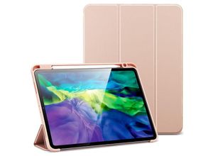 4251810881228 - ESR Tablet Hülle Tasche mit Stifthalter Pen kompatibel mit iPad Pro 11 Etui Faltbar Schutzhülle TV-Ständer faltbar Rosa - Schwarz