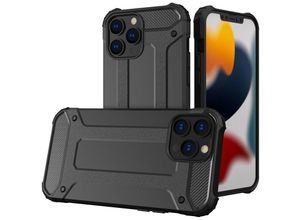 4251810882874 - cofi1453® Hybrid Armor Etui SchutzHülle Case Bumper Cover Handyhülle Hülle Robust Rutschfest kompatibel mit iPhone 13 Mini Schwarz