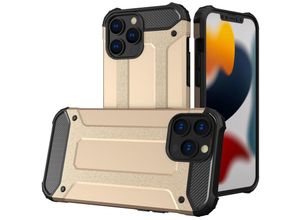 4251810882898 - cofi1453® Hybrid Armor Etui SchutzHülle Case Bumper Cover Handyhülle Hülle Robust Rutschfest kompatibel mit iPhone 13 Mini Gold