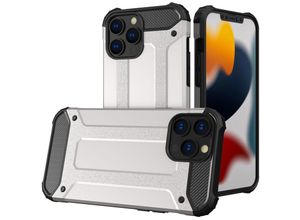 4251810882980 - cofi1453® Hybrid Armor Etui SchutzHülle Case Bumper Cover Handyhülle Hülle Robust Rutschfest kompatibel mit iPhone 13 Pro Max Silber