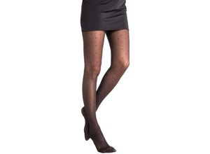 4251810893085 - Cofi 1453 - Strumpfhose Punkt Muster Optik Damen Socken Strumpf für Frauen 40 Den schwarz s m