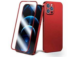 4251810893924 - 360° Full Case Cover Handy-Hülle Schutz Vorne + Rückseite + Schutzglas Displayschutz kompatibel mit iPhone 13 Pro Max Rot