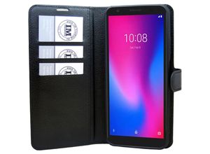 4251810894655 - cofi1453® Buch Tasche Fancy kompatibel mit ZTE BLADE A3 2019 Handy Hülle Etui Brieftasche Schutzhülle mit Standfunktion Kartenfach Schwarz - Schwarz