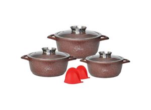 4251810897731 - Cheffinger - Kochgeschirr 6 teilig Topf Induktion Alu Guss ø 20-28cm Topf Kochtopfset mit Silikongriffe Aluminium Guss Rot