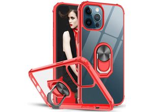 4251810899421 - Markenlos - 360 Grad Ringhalter Handytasche Abdeckung magnetische Stoßstange Schutzhülle kompatibel mit iPhone 14 Plus Rot