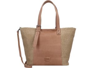 4251817646233 - Shopper Reißverschluss Bast-Optik für Damen braun