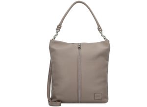 4251817647278 - Schultertasche Leder Reißverschluss für Damen grau