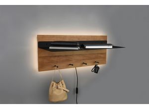 4251820303345 - Garderobenleiste MIRRORS AND MORE Samantha Garderobenhalter Gr B H T 77 cm x 30 cm x 292 cm braun (holz) Haken mit integriertem LED-Backlight