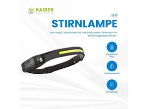 4251830941384 - Kaiser Electronics - led Stirnlampe berührungslos led mit 2 Lichtquellen - Schwarz