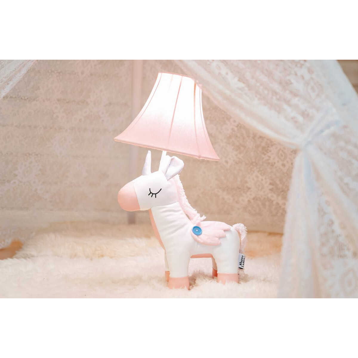 4251839100041 - Happy Lamps LED Tischleuchte Elsa das Einhorn in Weiß und Rosa 54W 470lm - Weiß