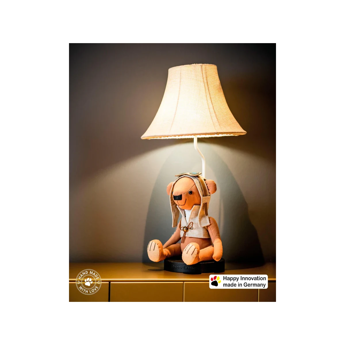 4251839100102 - Happy Lamps LED Tischleuchte Charles der Bär in Braun und Beige 54W 470lm - Braun