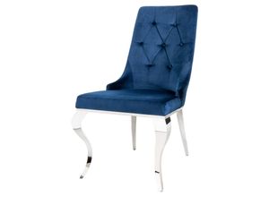 4251854718573 - riess-ambiente Stuhl MODERN BAROCK - royalblau Samt mit silbernem Löwenkopf