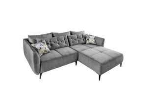 4251854726936 - riess-ambiente Ecksofa MARRAKESCH - 245cm grau Samt Metallfüße inklusive Kissen