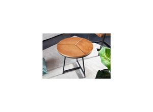 4251854772834 - riess-ambiente Beistelltisch OAK ELEGANCE - 45cm Eiche-Design schwarzes Metallgestell rund