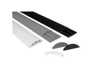 4251874650167 - Hexim - Kabelkanal 68x18mm pvc Kunststoff Kabelabdeckung halbrund für tv Wand & Boden weiß Endkappe (1 Stück)