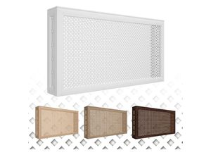 4251874653380 - Hexim - Heizkörperverkleidung Gloria Lüftungsgitter modern hdf mdf Holz foliert 90 120 150cm - Stella Kollektion Weiß Frontblende - 90x60cm