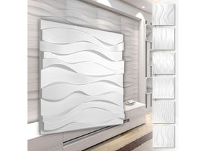 4251874656107 - Hexim - 3D Wandpaneele aus pvc Kunststoff - weiße Wandverkleidung mit 3D Optik - Wave Motive 3 qm 12 Platten HD124 4251874656107 - Hexim - 3D Wandpaneele aus pvc Kunststoff - weiße Wandverkleidung mit 3D Optik - Wave Motive 3 qm 12 Platten HD124