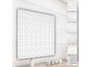 4251874656565 - Hexim - 3D Wandpaneele aus pvc Kunststoff - weiße Wandverkleidung mit 3D Optik - Abstrakte Motive 1 Platte   Muster HD003-1