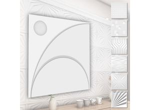 4251874656763 - 3D Wandpaneele aus PVC Kunststoff - weiße Wandverkleidung mit 3D Optik - Abstrakte Motive 1 Platte   Muster HD129