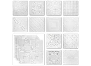 4251874663341 - Hexim - Deckenplatten Styropor xps - weiß viele Motive 50x50cm - Sparpaket Nr01 bis Nr69 Nr09 2 m² 8 Platten 4251874663341 - Hexim - Deckenplatten Styropor xps - weiß viele Motive 50x50cm - Sparpaket Nr01 bis Nr69 Nr09 2 m² 8 Platten