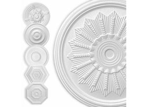 4251874684759 - Hexim - Stuckrosette Styropor eps weiß Deckenrosette rund & eckig Innendekor für Decke & Wand 40cm Sonne