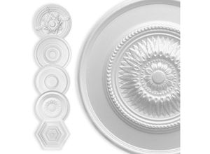 4251874684773 - Hexim - Stuckrosette Styropor eps weiß Deckenrosette rund & eckig Innendekor für Decke & Wand 60cm Lorbeer