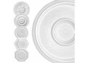 4251874684797 - Hexim - Stuckrosette Styropor eps weiß Deckenrosette rund & eckig Innendekor für Decke & Wand 50cm Kreis