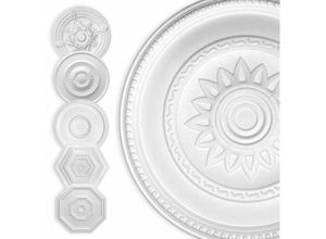 4251874684810 - Hexim - Stuckrosette Styropor eps weiß Deckenrosette rund & eckig Innendekor für Decke & Wand 40cm Gänseblume