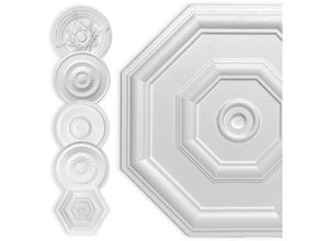 4251874684865 - Hexim - Stuckrosette Styropor eps weiß Deckenrosette rund & eckig Innendekor für Decke & Wand 40cm Achteck