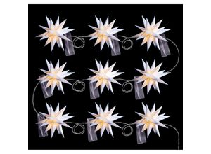 4251888501073 - Dekostern led - Weihnachtsstern Dekostern Adventsstern - 18 Zack 3D Optik 9er Sternenkette Weiss led mit Schuko Stecker Weiss - Weiss - Novaliv