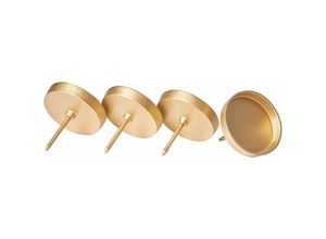 4251888502537 - Novaliv - 4x Kerzenständer Kerzenpick Kerzenpin Kerzenhalter 4x Flach 10 cm Gold - Gold