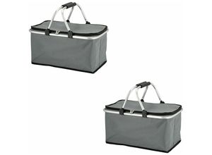 4251888507136 - Novaliv - 2x Einkaufskorb Einkaufskorb mit Thermofolie Auskleidung Grau - Grau