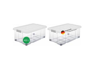 4251888511744 - Novaliv 2x Unterbettkommode mit Rollen 28L Aufbewahrungsbox Deckel transparente Nestbar stapelbare mit Clipverschluss Rollkiste BPA-frei 61x40x17 cm