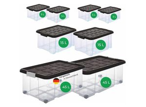 4251888511997 - Novatool - Aufbewahrungsbox Aufbewahrungsbox mit Deckel 2x45 l + 2x 15L + 4x 5L - Transparent