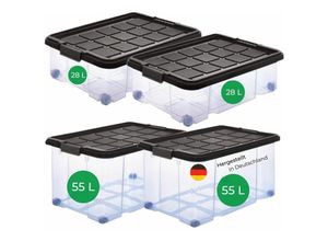 4251888512093 - Novatool - Aufbewahrungsbox Aufbewahrungsbox mit Deckel 2x 55 l + 2x 28 l - Transparent