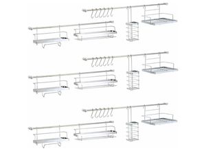 4251888513878 - Novaliv - 3x Küchenorganizer-Set Küchenleisten-Set (16-teilig) - Silber