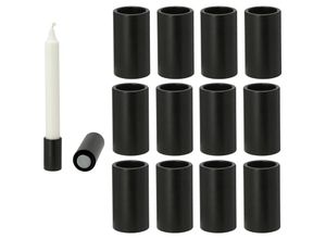 4251888517333 - Novaliv - 12x Standkerzenhalter Stabkerzenhalter 12x Schwarz - 12x Schwarz