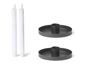 4251888518187 - Novaliv - 2x Standkerzenhalter Stabkerzenhalter 2 x 14cm Schwarz - 2 x 14cm Schwarz