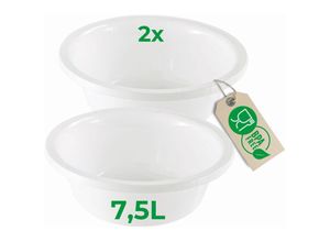 4251888526328 - Novaliv - 2x Plastikschüsseln 2x Spülschüssel Rund Farbe Weiß - Weiß