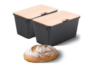 4251888528483 - Novaliv - 2x Dose Brotbox mit Holzdeckel - Schwarz