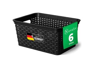 4251888532282 - Novaliv - 6x Aufbewahrungsbox 6x Aufbewahrungskorb Rattan - Schwarz