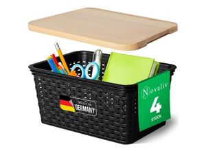 4251888532374 - 4x Novaliv Aufbewahrungsbox 4x Aufbewahrungsbox 4x Holzdeckel - Schwarz