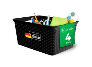 4251888532428 - Novaliv - 4x Aufbewahrungsbox 4x Aufbewahrungskorb Rattan - Schwarz