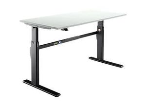 4251898808483 - Select Schreibtisch elektrisch höhenverstellbar Rechteck C-Fuß B 1800 x T 800 x H 725-1185 mm lichtgrau schwarz