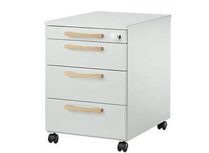 4251898812640 - Select Rollcontainer Start Off Wood 3 Schübe Utensilienauszug B 432 x T 580 x H 595 mm Holz lichtgrau