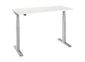 4251898813241 - Select Home Office Schreibtisch elektrisch höhenverstellbar Rechteck T-Fuß B 1300 x T 650 x H 640-1300 mm weiß weißaluminium