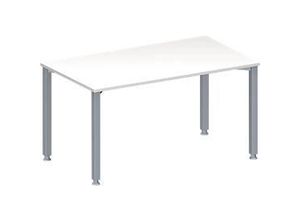 4251898814538 - Genius Konferenztisch MODENA FLEX Rechteck 4-Fuß Quadratrohr B 1400 x T 800 x H 720-840 mm weiß weißaluminium RAL 9006