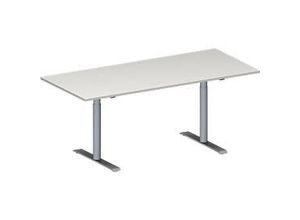 4251898814897 - Genius Konferenztisch MODENA FLEX Rechteck T-Fuß Rundrohr B 1800 x T 800 x H 650-850 mm lichtgrau weißaluminium RAL 9006