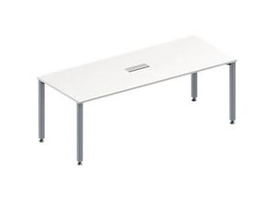 4251898816525 - Genius Konferenztisch MODENA FLEX 3-fach Anschluss Rechteck 4-Fuß Quadratrohr B 2000 x T 800 x H 720-840 mm weiß weißalu